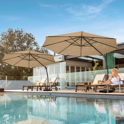 LAUSAINT HOME Outdoor Patio Umbrella with Base Included, Large Sun Shade Cantilever Umbrella Deluxe Curvy