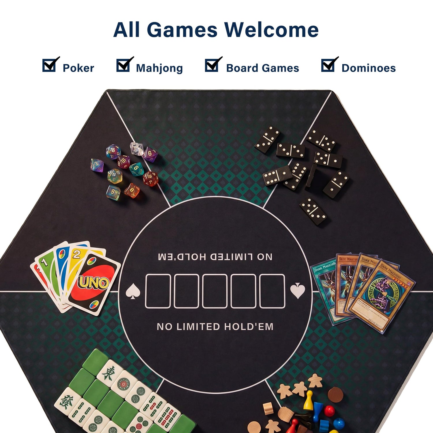 LAUSAINT HOME Poker Table Top Mat, No Crease EVA Poker Mat for Board Game Table Cover Layout