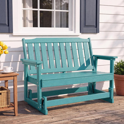 LAUSAINT HOME 2-Person HDPE Outdoor Glider Bench