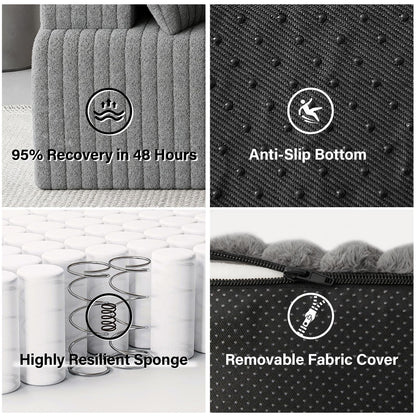 LAUSAINT HOME 96" Modular Sectional Sofa Couches, L-Shaped Boneless Cloud Sofa with 3 Deep Seat