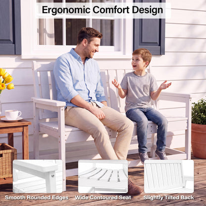 LAUSAINT HOME HDPE Outdoor Bench, Weather-Resistant Patio &amp; Porch Bench with Aluminum-Reinforced Frame