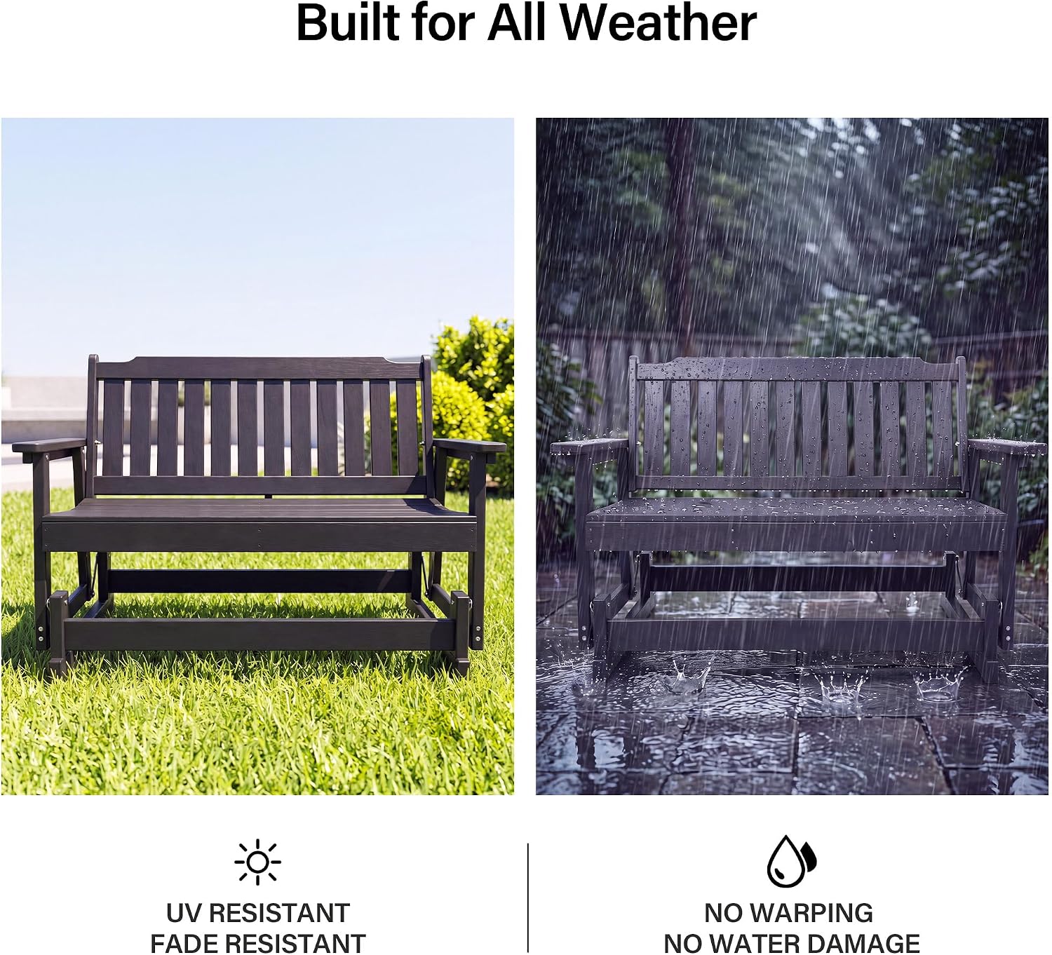 LAUSAINT HOME 2-Person HDPE Outdoor Glider Bench