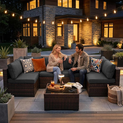 LAUSAINT HOME Outdoor Patio Furniture, Outdoor Sectional Sofa Patio Furniture Sets