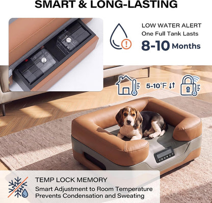 LAUSAINT HOME Heated &amp; Cooling Cat Bed with App Control, Temperature Control Dog Bed with Wear Resistant PU Leather