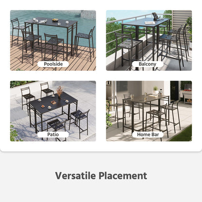 LAUSAINT HOME Outdoor Bar Height Set, 3 Pieces Patio High Top Table &amp; Bar Stools