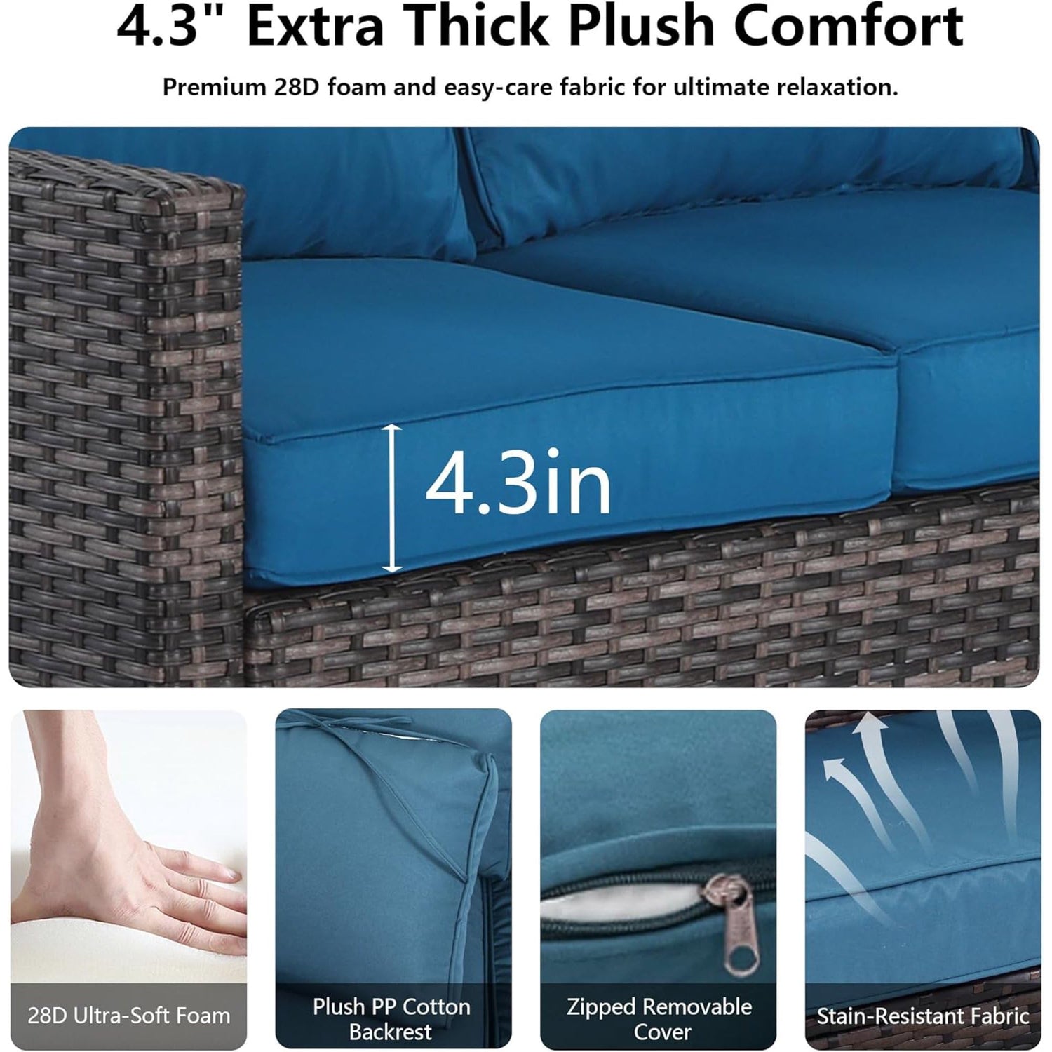 LAUSAINT HOME Outdoor Patio Furniture, Outdoor Sectional Sofa Patio Furniture Sets