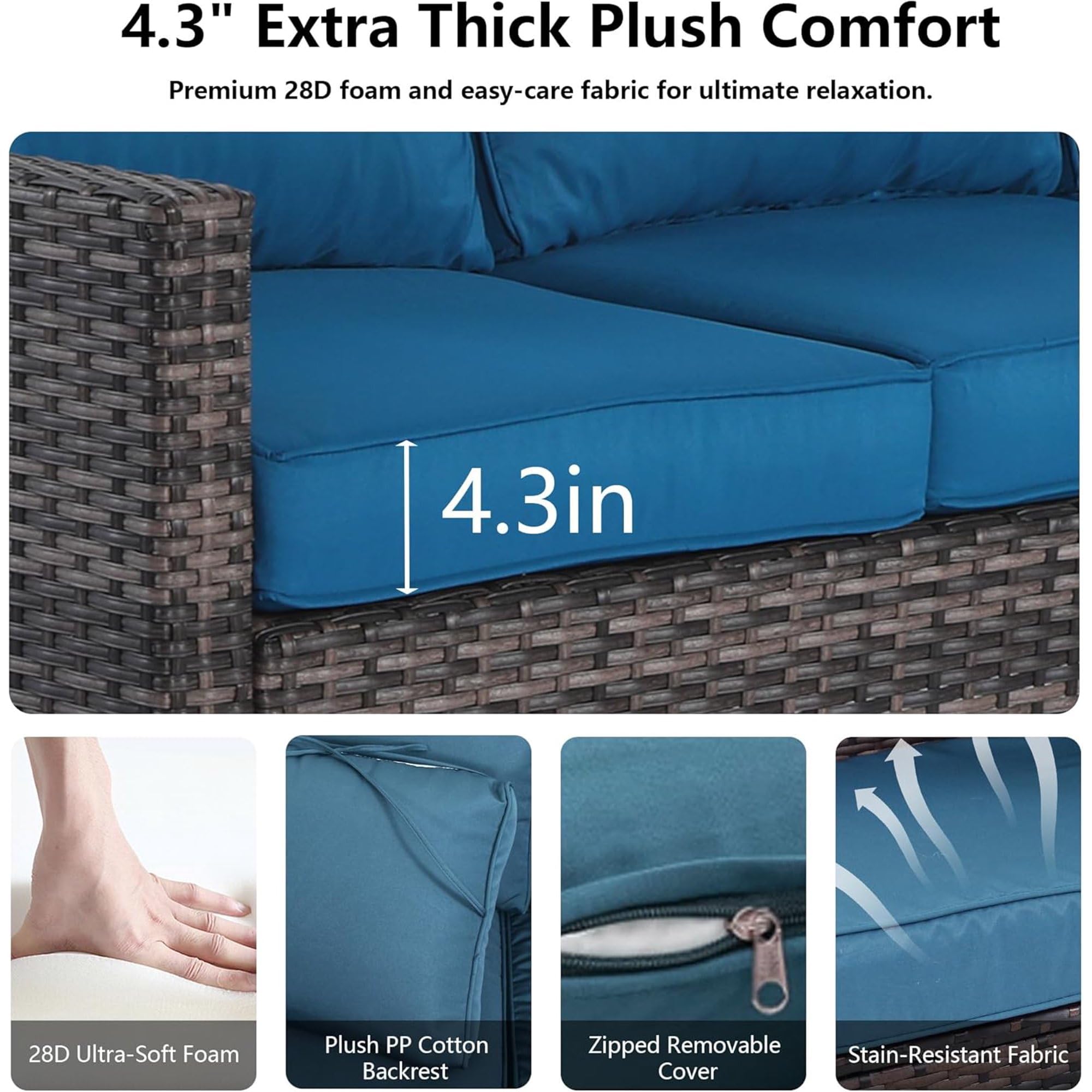 LAUSAINT HOME Outdoor Patio Furniture, Outdoor Sectional Sofa Patio Furniture Sets