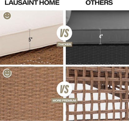 LAUSAINT HOME Outdoor Patio Furniture, 8 Piece Outdoor Sectional Sofa PE Rattan Wicker Patio Conversation Sets