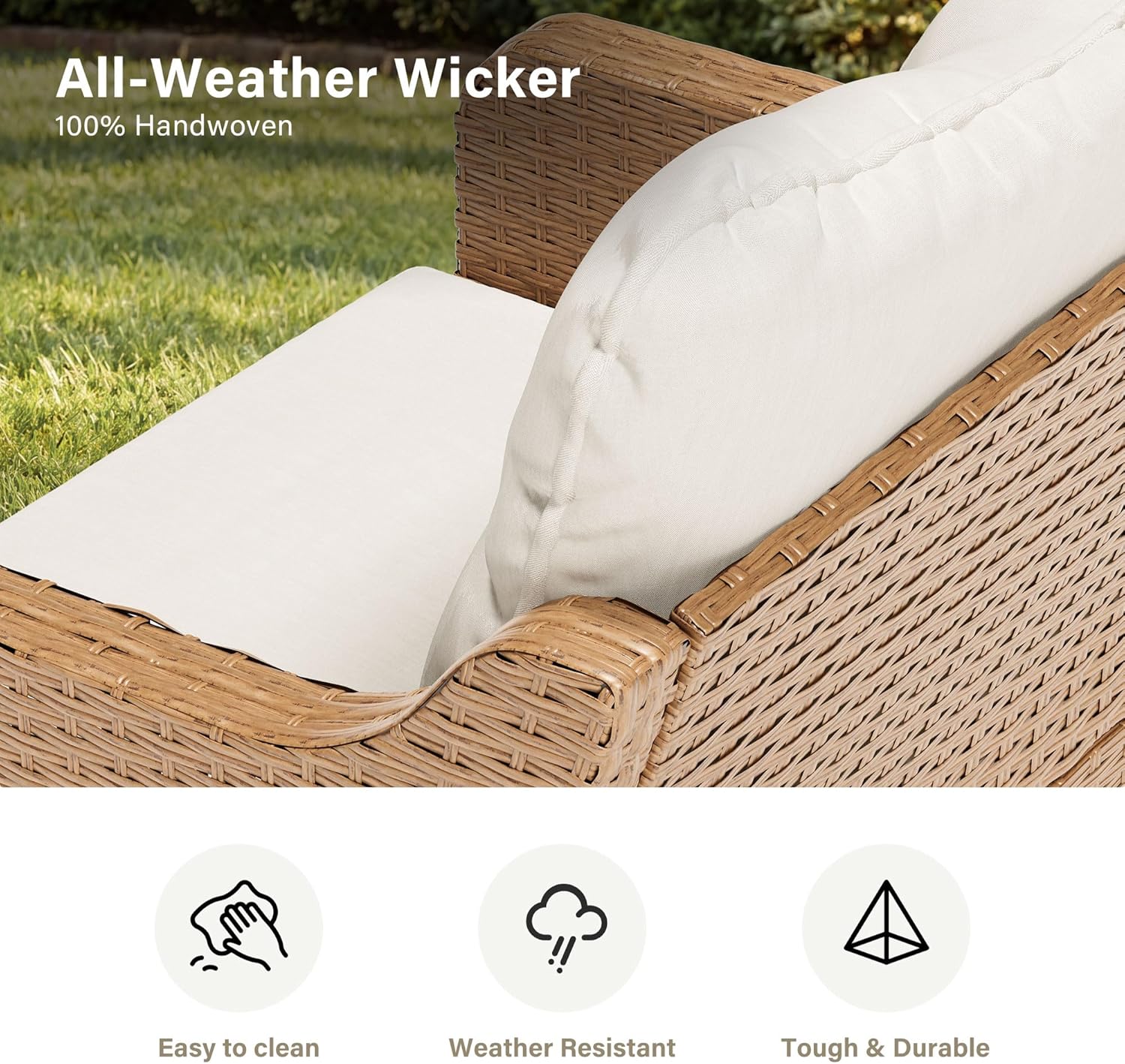 LAUSAINT HOME Outdoor Swivel Glider Rocker Chair, Premium Handwoven Wicker Patio Chair