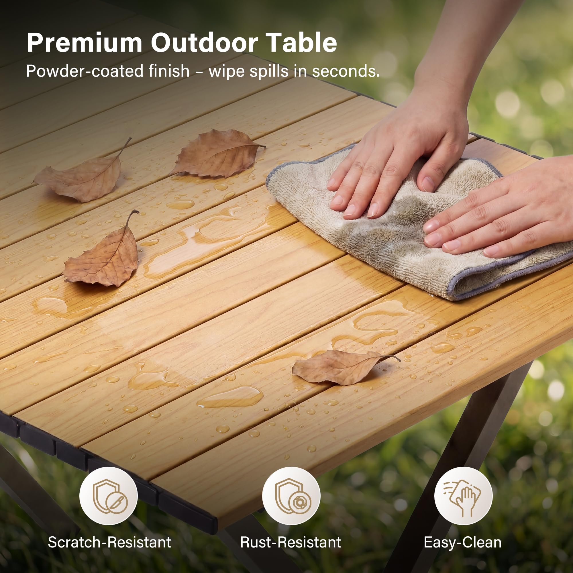LAUSAINT HOME Camping Table, Foldable Roll Up Lightweight Steel Camp Table