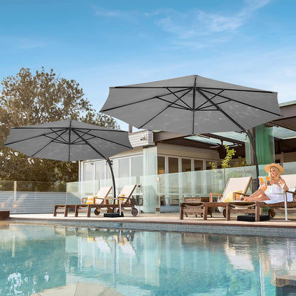 LAUSAINT HOME Outdoor Patio Umbrella with Base Included, Large Sun Shade Cantilever Umbrella Deluxe Curvy