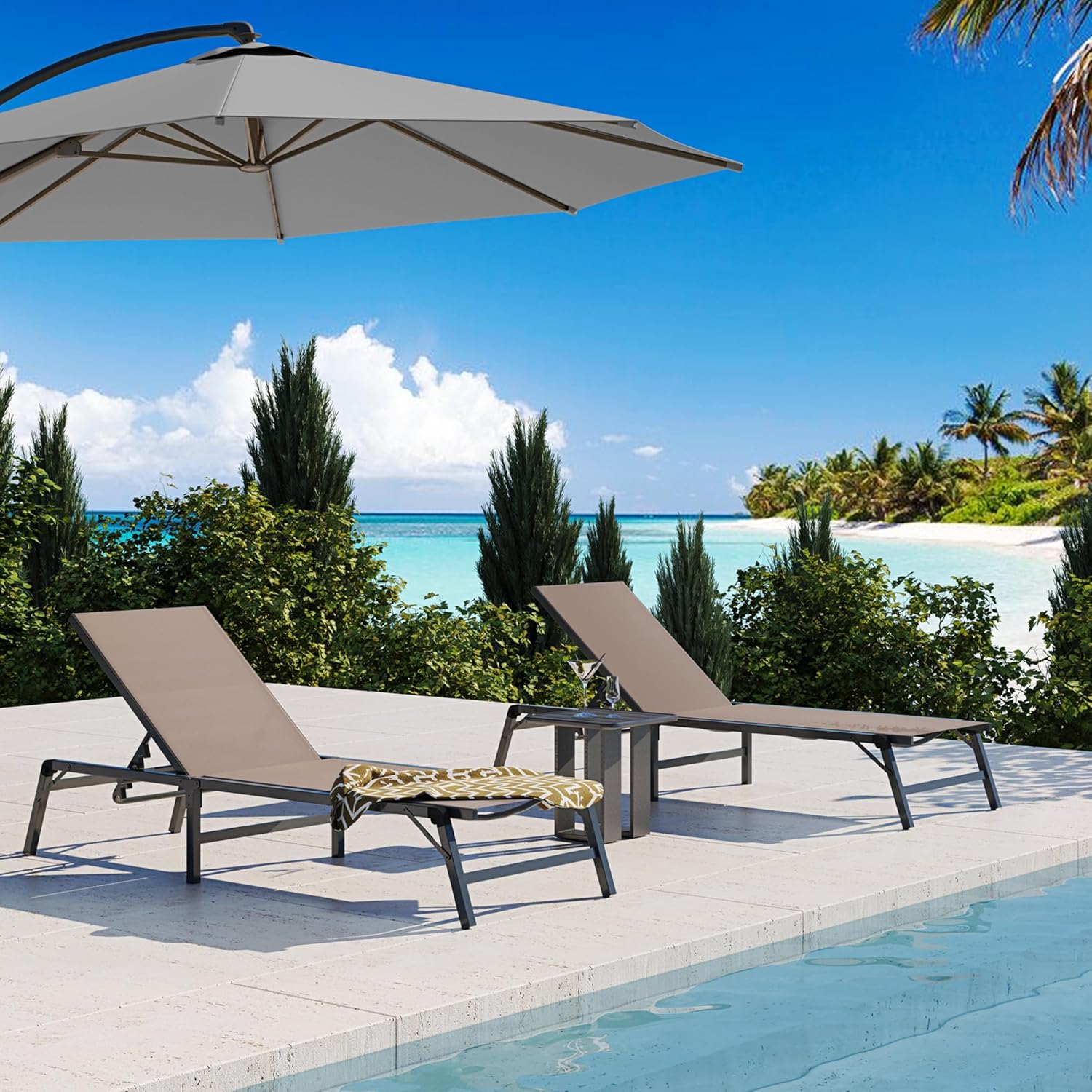 LAUSAINT HOME Pool Lounge Chairs Set of 2