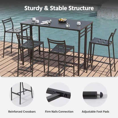 LAUSAINT HOME Outdoor Bar Height Set, 3 Pieces Patio High Top Table &amp; Bar Stools