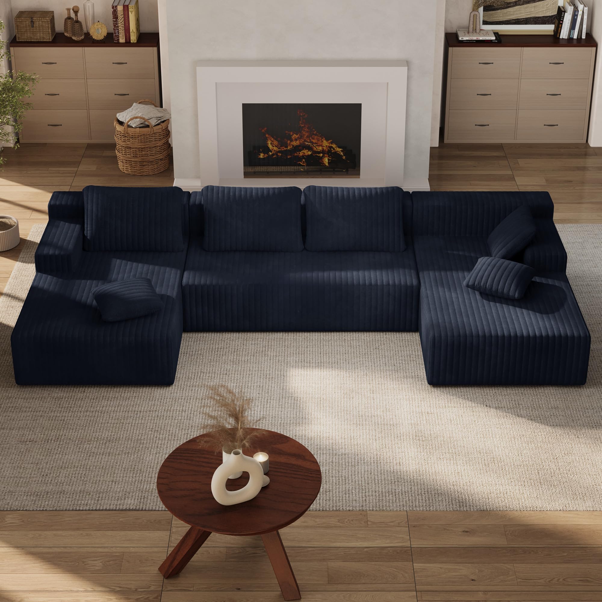 LAUSAINT HOME 96" Modular Sectional Sofa Couches, L-Shaped Boneless Cloud Sofa with 3 Deep Seat