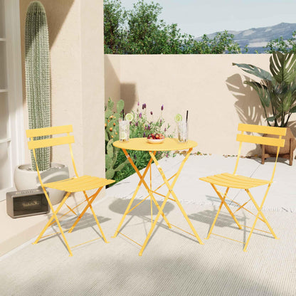 LAUSAINT HOME 3-Piece Steel Folding Bistro Set, Premium Weather-Resistant Patio Table &amp; 2 Chairs