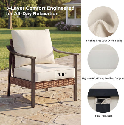 LAUSAINT HOME 6 Pieces Outdoor Patio Furniture Set, Rattan Outdoor Couch Sectional