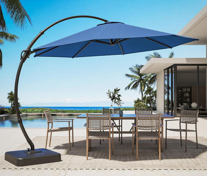 LAUSAINT HOME Outdoor Patio Umbrella with Base Included, Large Sun Shade Cantilever Umbrella Deluxe Curvy