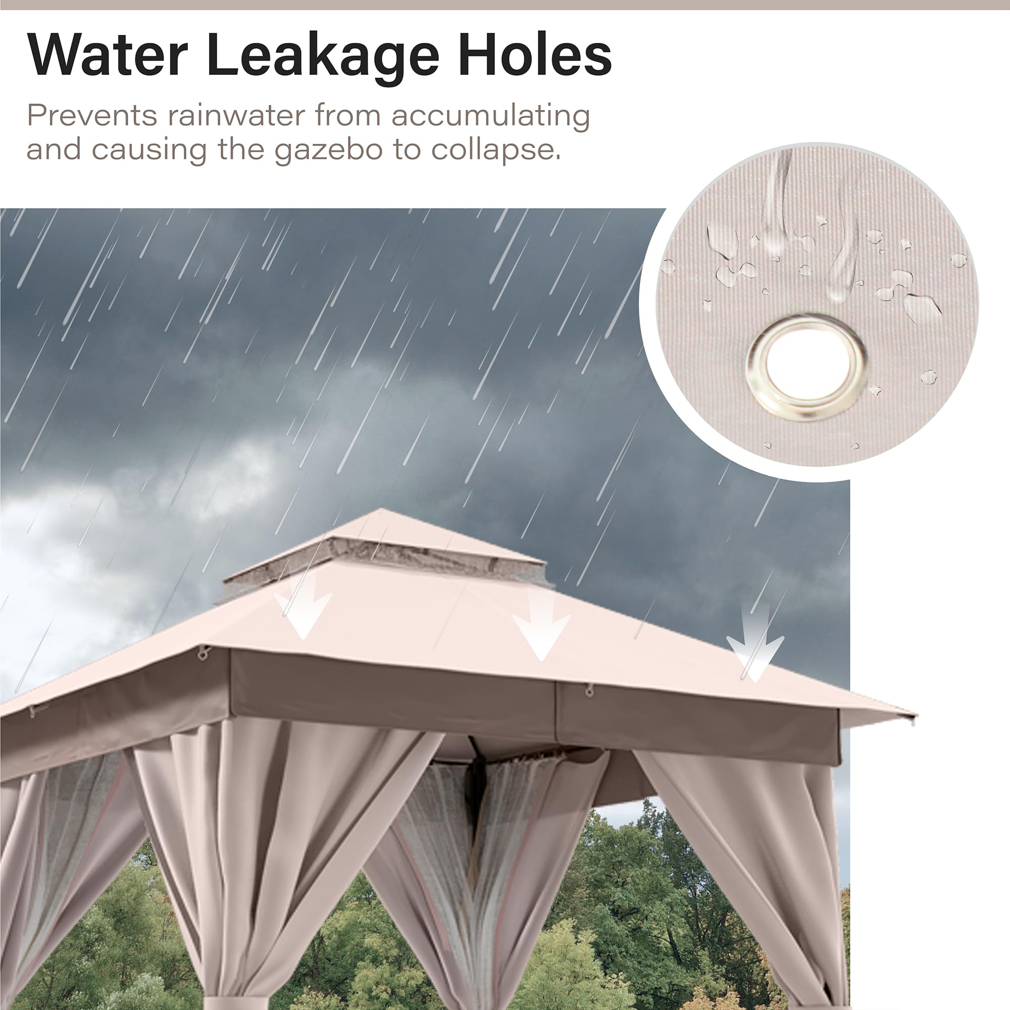 LAUSAINT HOME Gazebo Replacement Canopy Top 8&