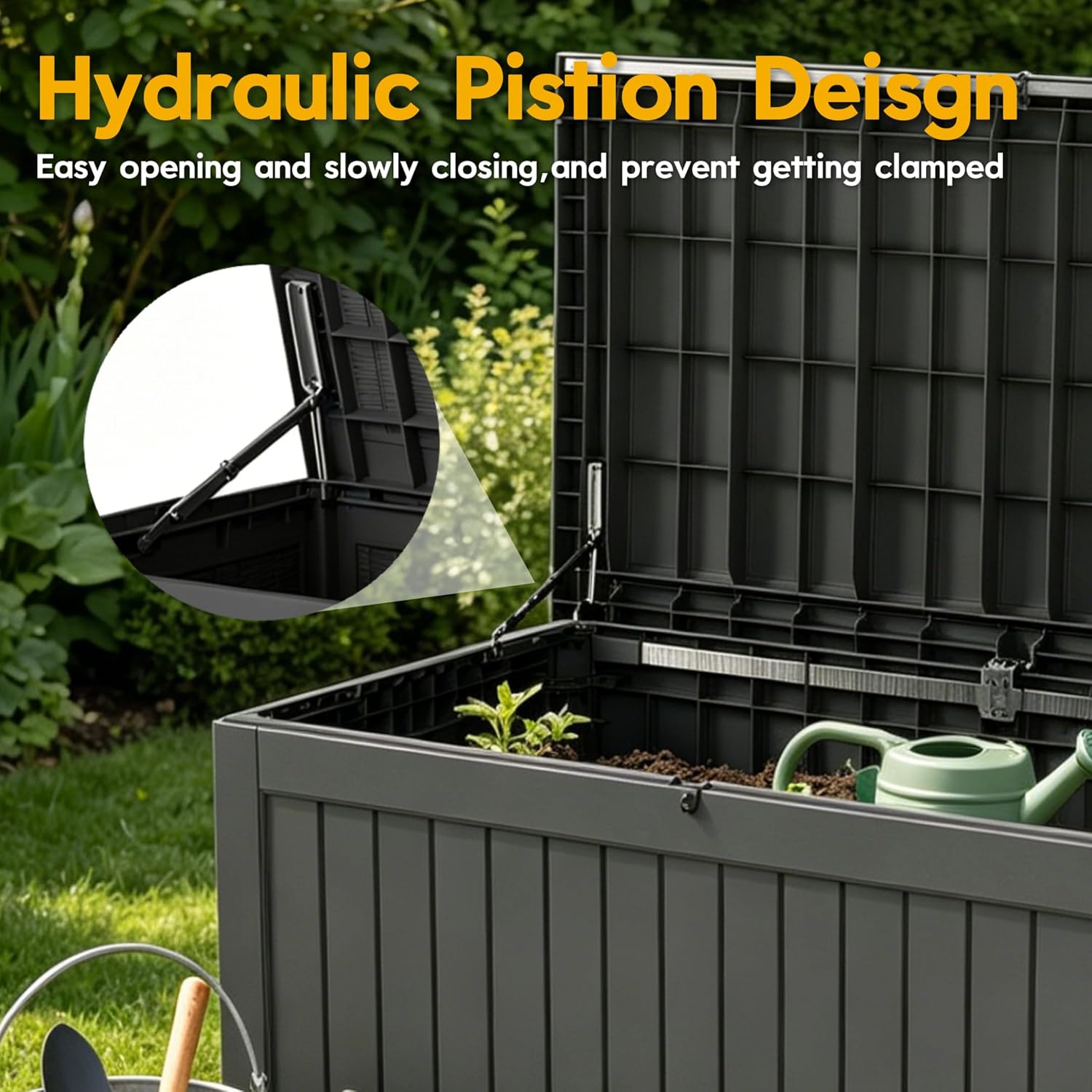 LAUSAINT HOME Resin Deck Box for Outdoor Storage - Weatherproof Patio Storage Bench