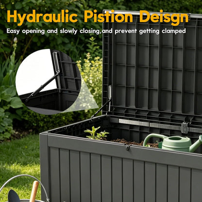 LAUSAINT HOME Resin Deck Box for Outdoor Storage - Weatherproof Patio Storage Bench