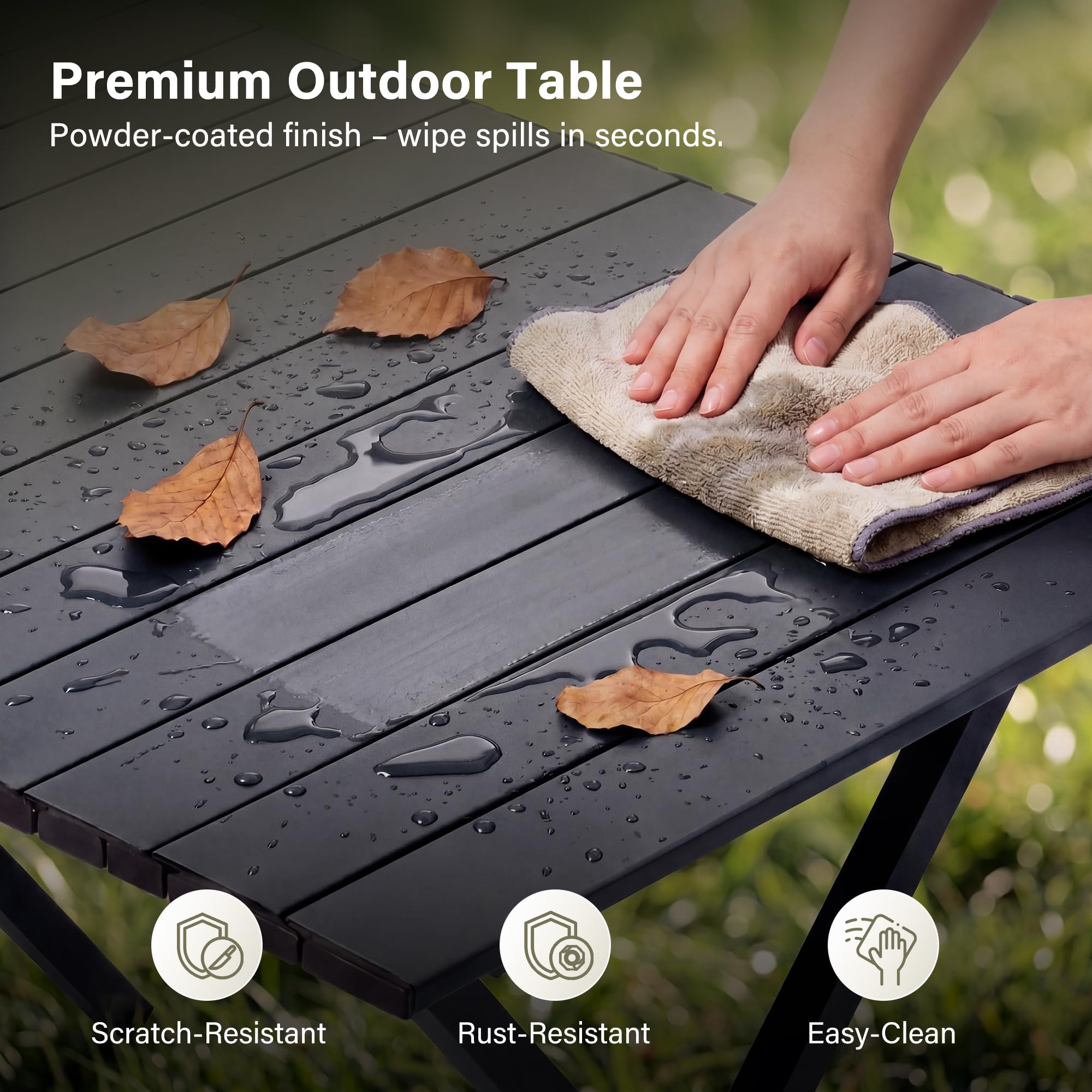 LAUSAINT HOME Camping Table, Foldable Roll Up Lightweight Steel Camp Table