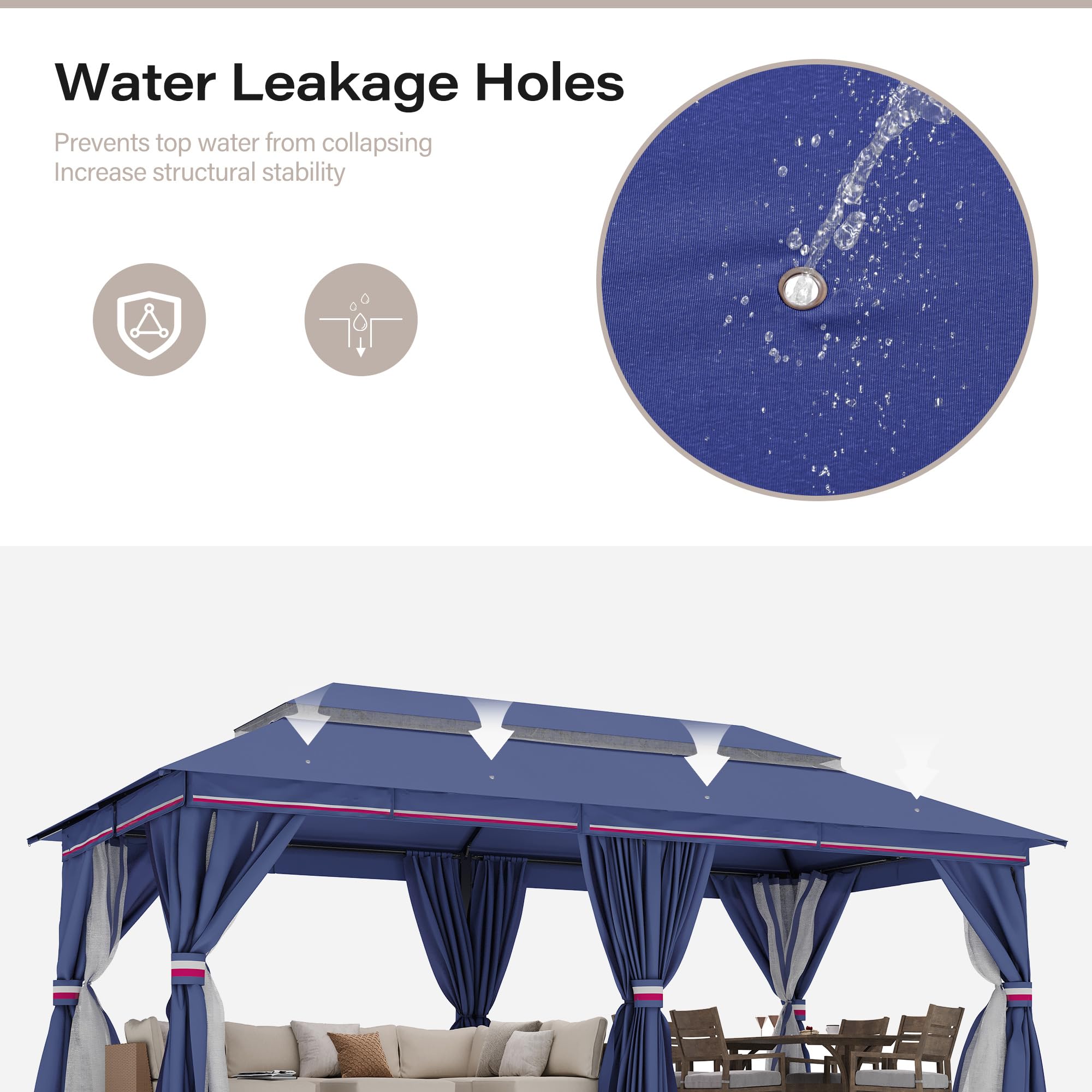 LAUSAINT HOME Semi-Permanent Outdoor Patio Gazebo 10&