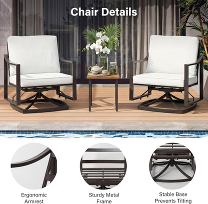 LAUSAINT HOME Outdoor Rocking Bistro Set, 3 Piece Swivel Glider Patio Conversation Set