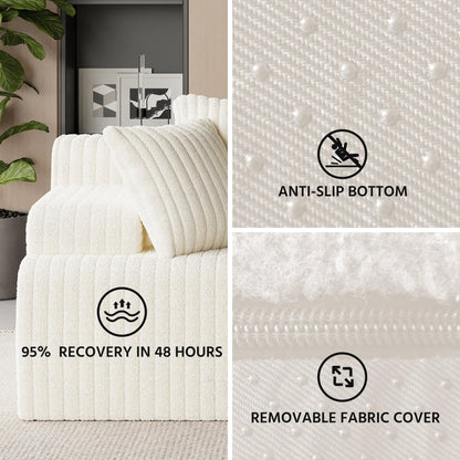 LAUSAINT HOME 96" Modular Sectional Sofa Couches, L-Shaped Boneless Cloud Sofa with 3 Deep Seat