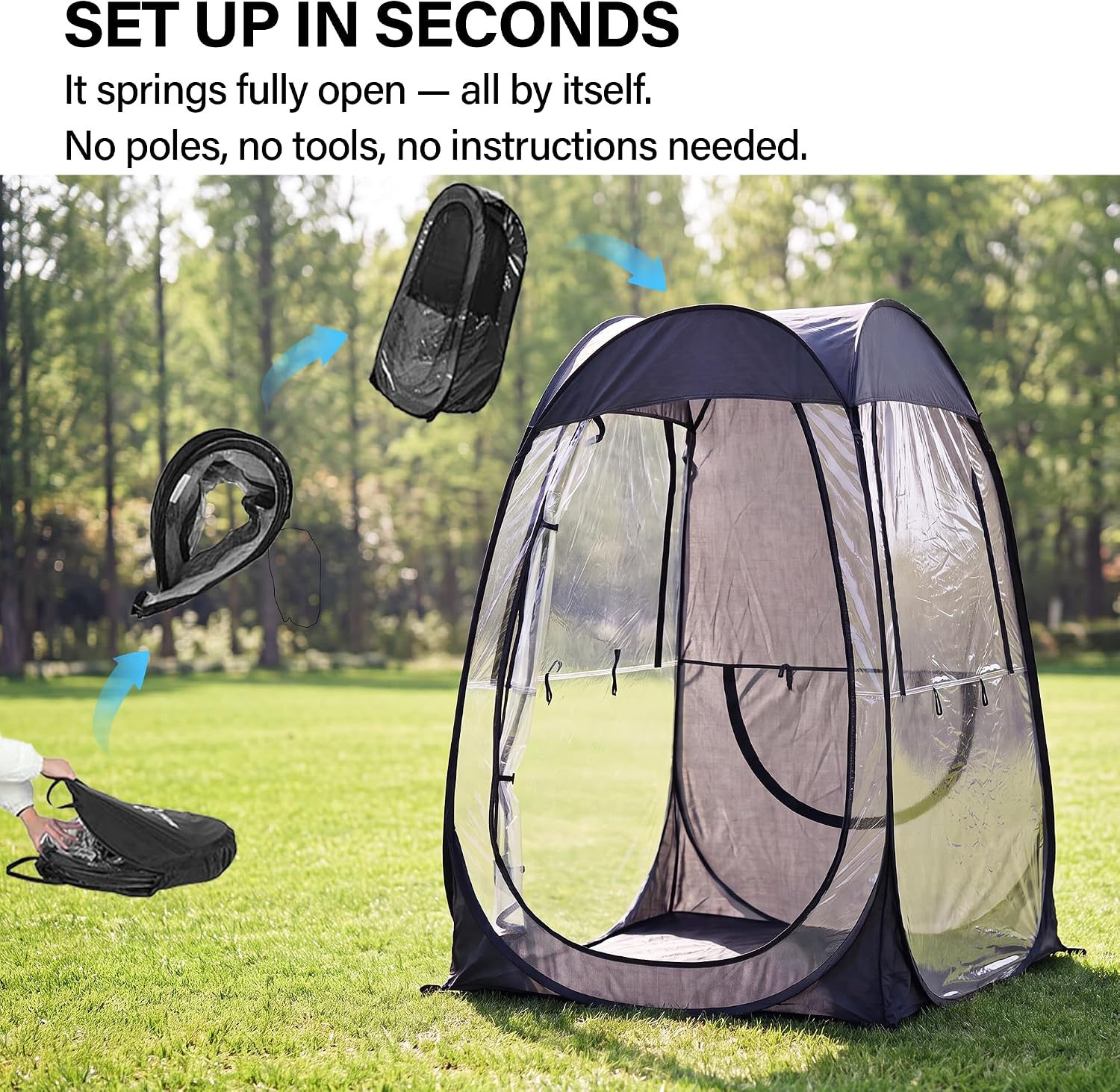 LAUSAINT HOME Pop Up Sports Tent, 4 x 4FT Clear Bubble Tent