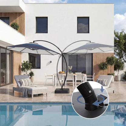 LAUSAINT HOME Outdoor Patio Umbrella with Base Included, Large Sun Shade Cantilever Umbrella Deluxe Curvy