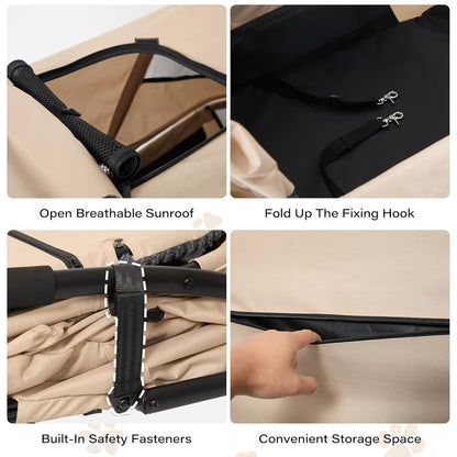 LAUSAINT HOME Pet Stroller, 4-Wheel Foldable Dog Cat Stroller for Medium/Large Pets