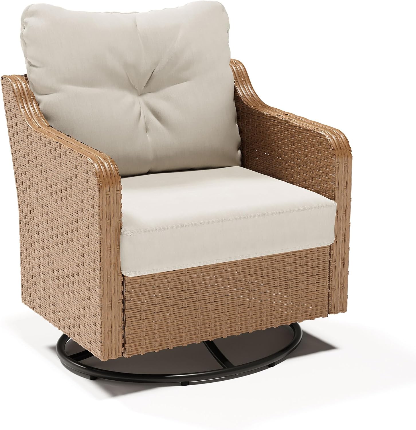 LAUSAINT HOME Outdoor Swivel Glider Rocker Chair, Premium Handwoven Wicker Patio Chair