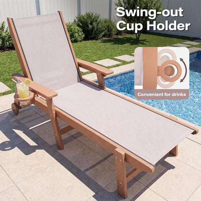 LAUSAINT HOME Outdoor Chaise Lounge Chair, 5-Position Adjustable Patio Lounge Chair