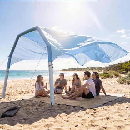 LAUSAINT HOME Shade Beach Tent Wind Sun Canopy, Inflatable Arch Beach Shade with Air Pump &amp; Poles, Portable Floating Wind-Powered Sunshade, UPF 50+ Sun Shelter for 4-8 People Family Camping Trips