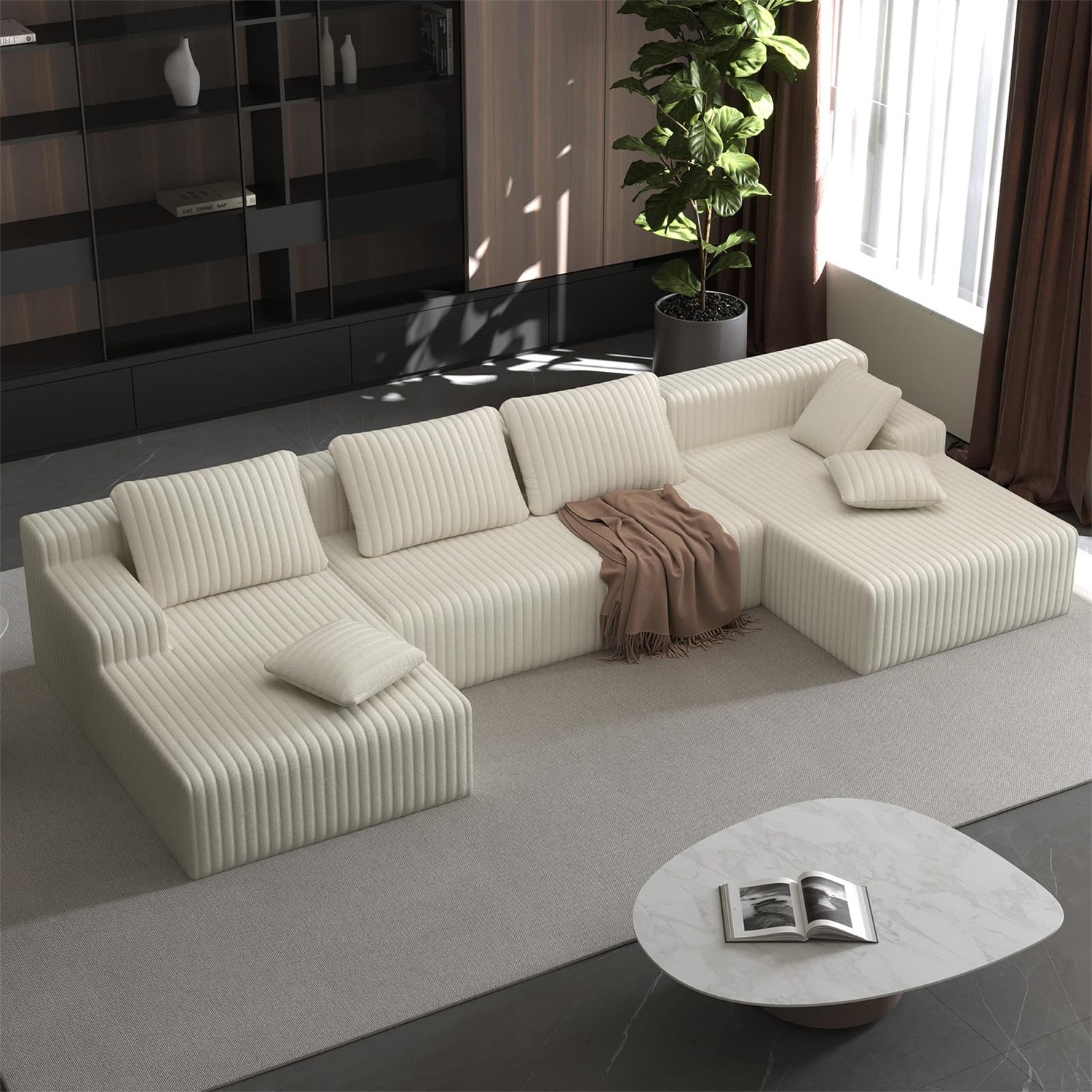 LAUSAINT HOME 96" Modular Sectional Sofa Couches, L-Shaped Boneless Cloud Sofa with 3 Deep Seat