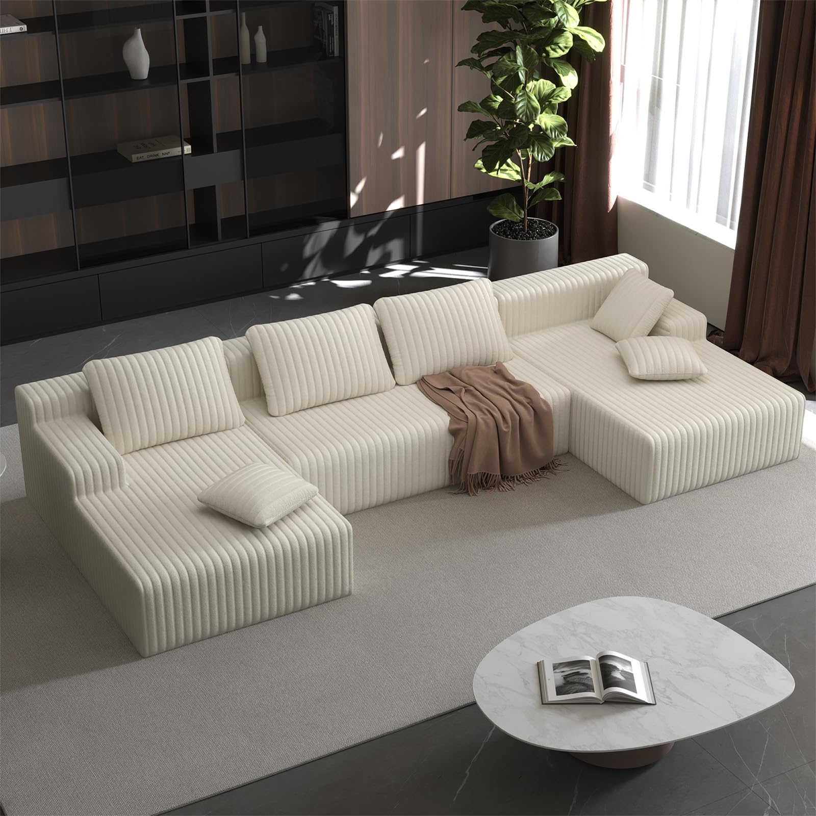 LAUSAINT HOME 96" Modular Sectional Sofa Couches, L-Shaped Boneless Cloud Sofa with 3 Deep Seat