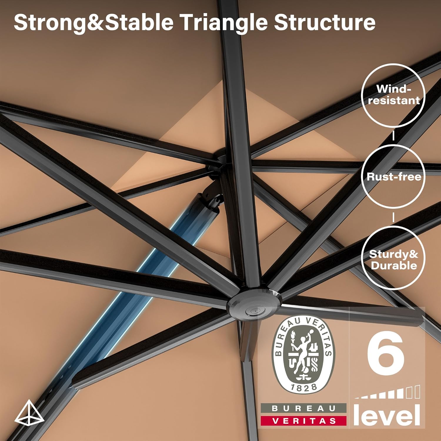 LAUSAINT HOME Cantilever Patio Umbrella, 360° Rotating Offset Umbrella with Aluminum Frame