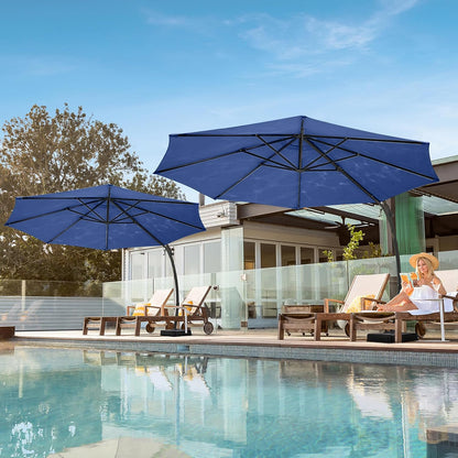 LAUSAINT HOME Outdoor Patio Umbrella with Base Included, Large Sun Shade Cantilever Umbrella Deluxe Curvy