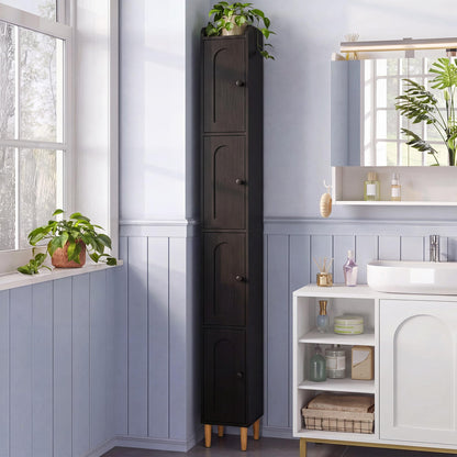 LAUSAINT HOME Tall Narrow Storage Cabinet, Slim Bathroom Storage Cabinet with 4 Shelves