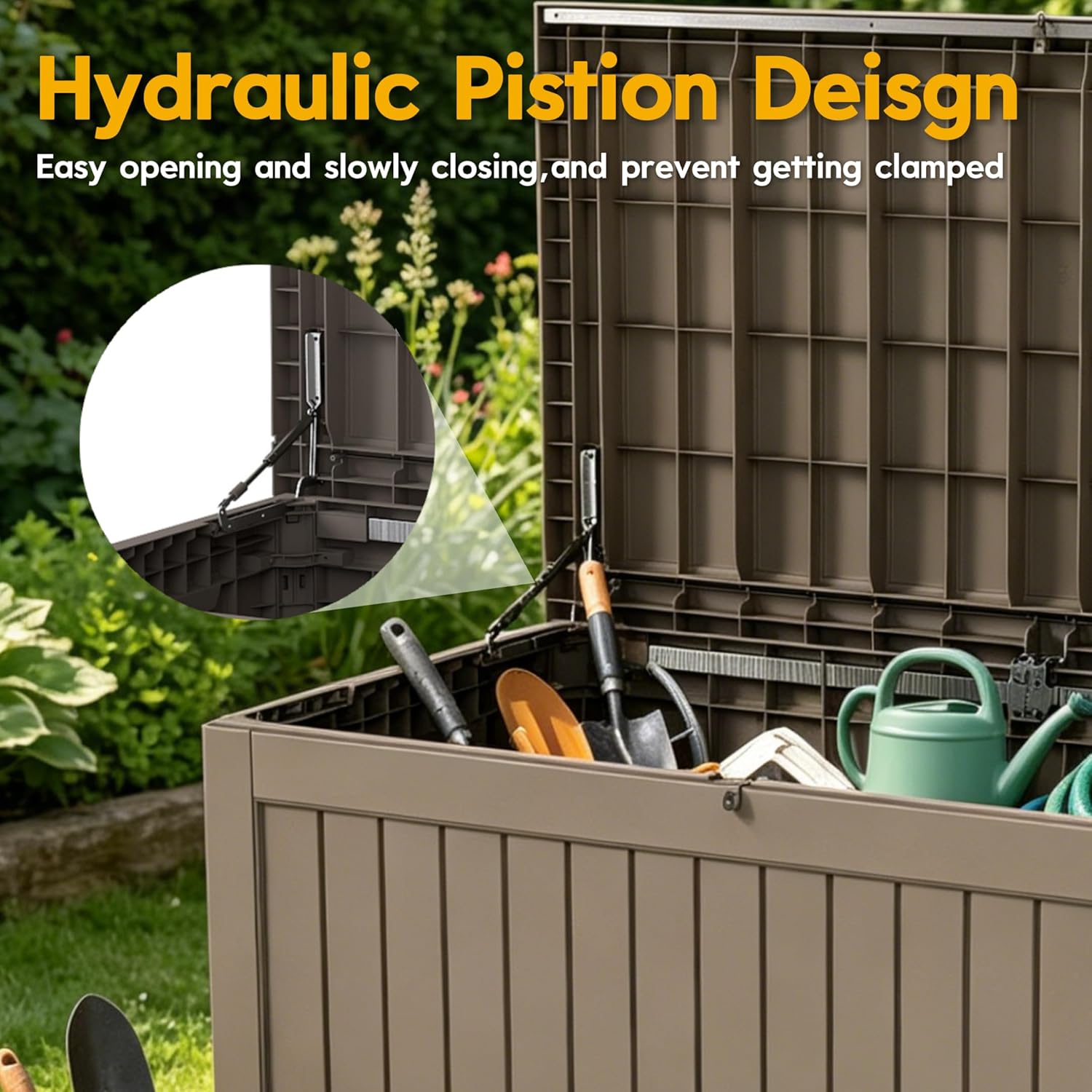 LAUSAINT HOME Resin Deck Box for Outdoor Storage - Weatherproof Patio Storage Bench