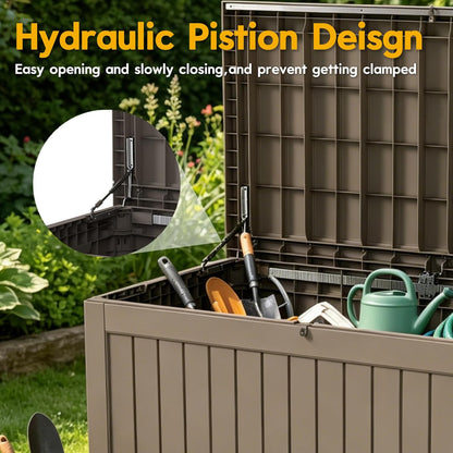 LAUSAINT HOME Resin Deck Box for Outdoor Storage - Weatherproof Patio Storage Bench