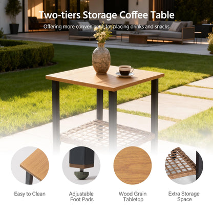 LAUSAINT HOME 3 Pieces Rocking Patio Bistro Set, Wicker Outdoor Conversation Set