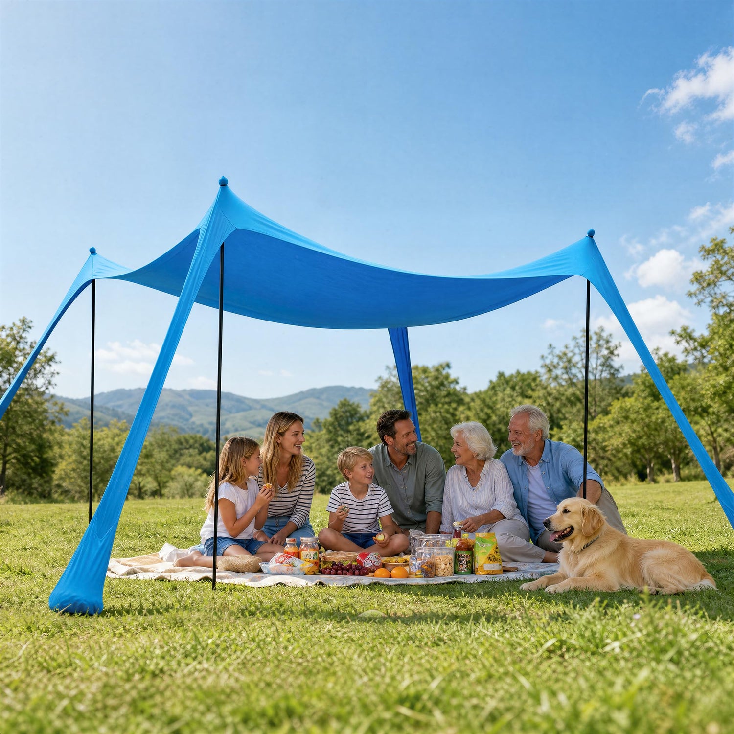 LAUSAINT HOME Beach Tent, Easy Pop Up Beach Canopy Sun Shade UPF 50+ Protection