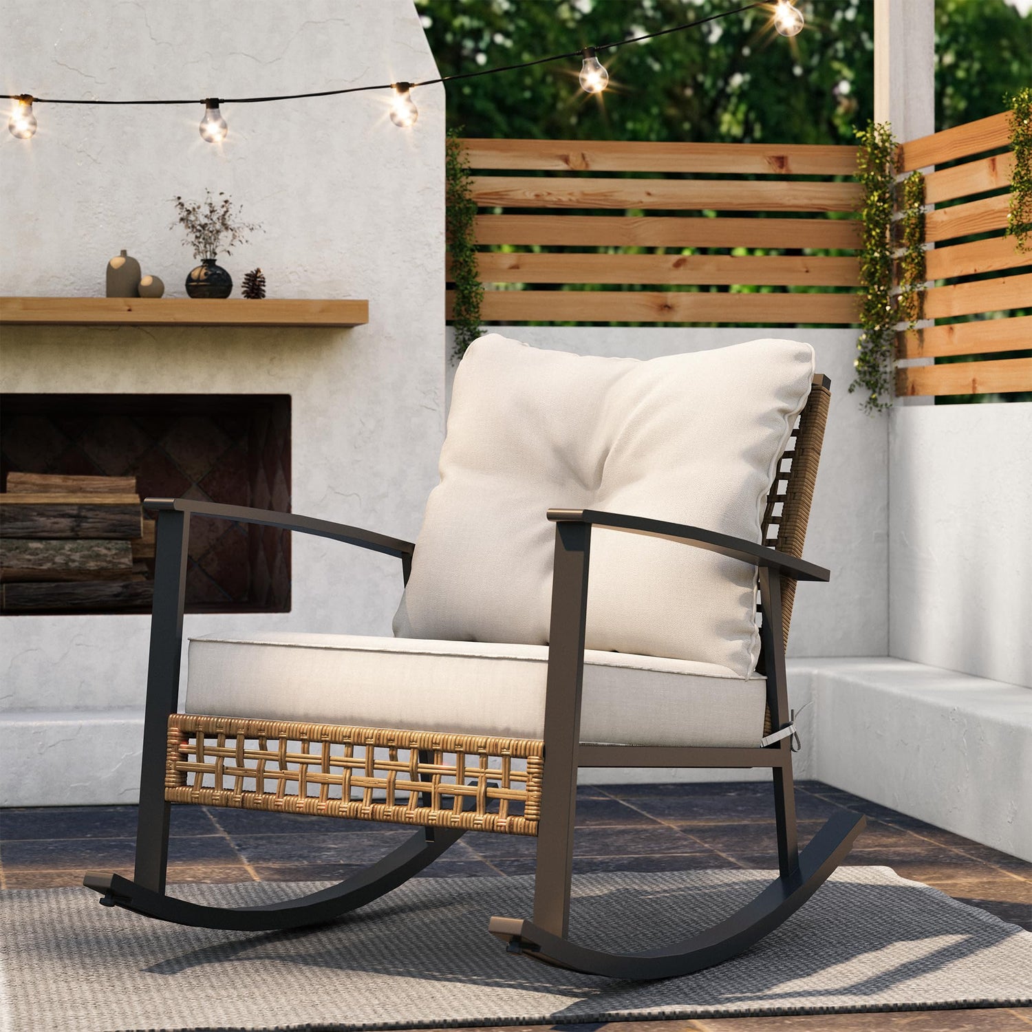 LAUSAINT HOME Outdoor Wicker Rocking Chair