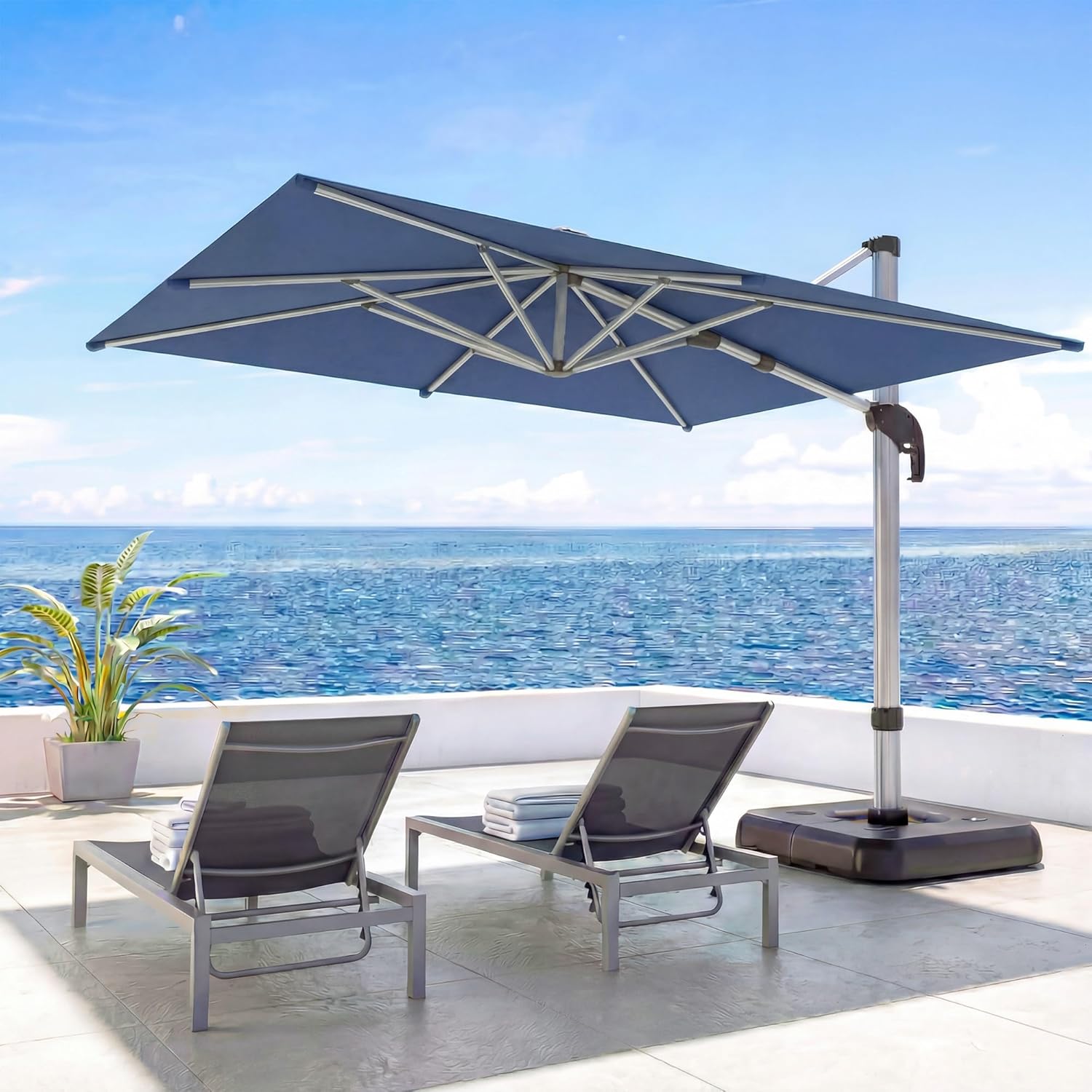 LAUSAINT HOME Cantilever Patio Umbrella, 360° Rotating Offset Umbrella with Aluminum Frame
