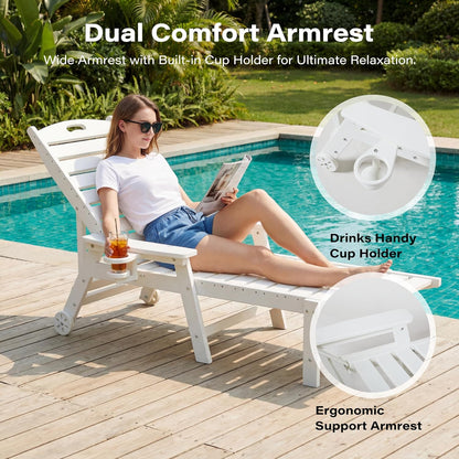 LAUSAINT HOME Outdoor Chaise Lounge Chair, 4 Positions Adjustable Pool Chair with Wheels