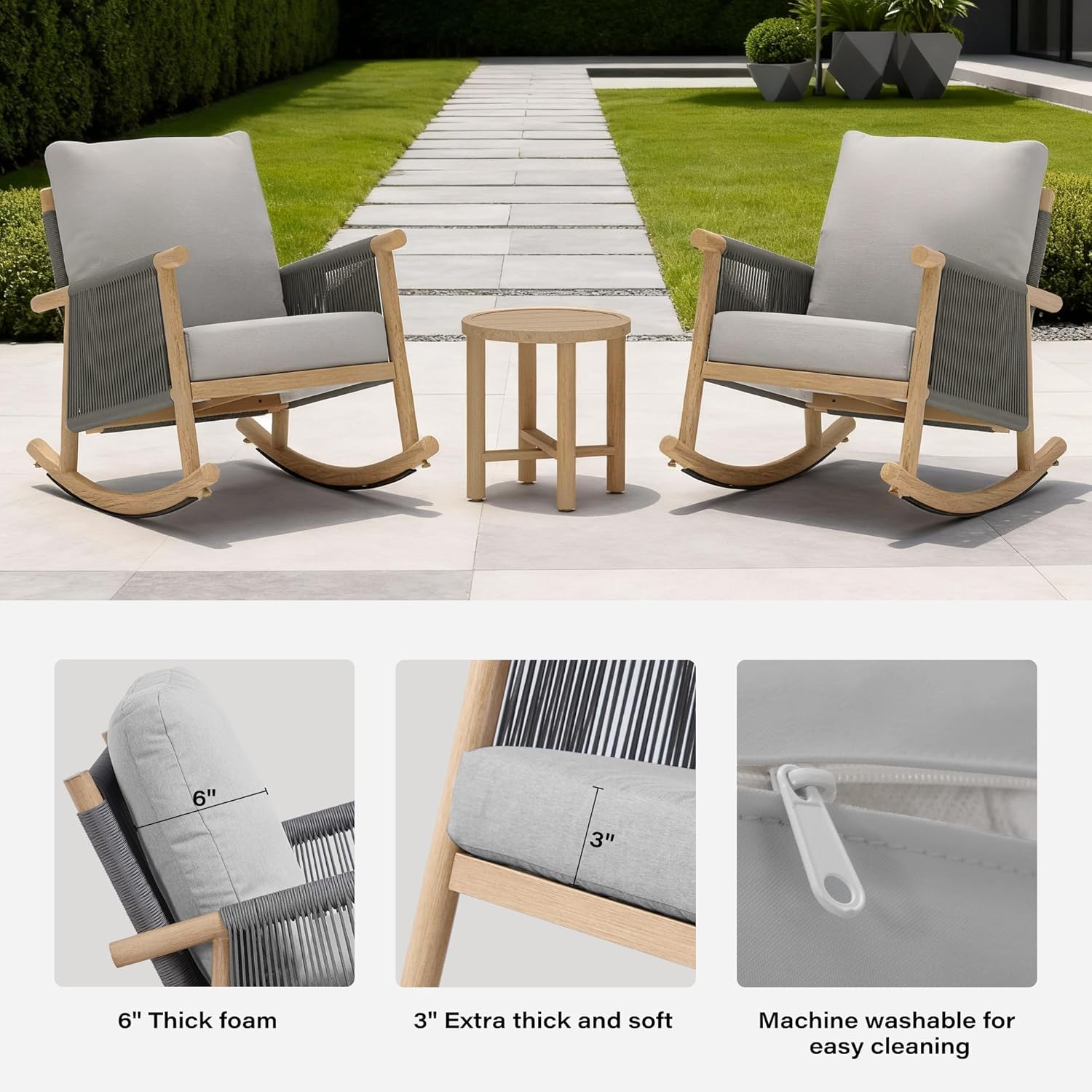 LAUSAINT HOME 3-Piece Outdoor Rocking Bistro Set