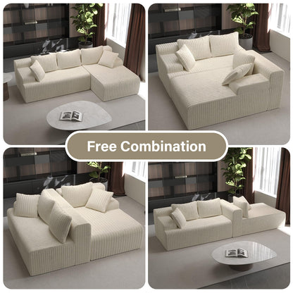 LAUSAINT HOME 96" Modular Sectional Sofa Couches, L-Shaped Boneless Cloud Sofa with 3 Deep Seat