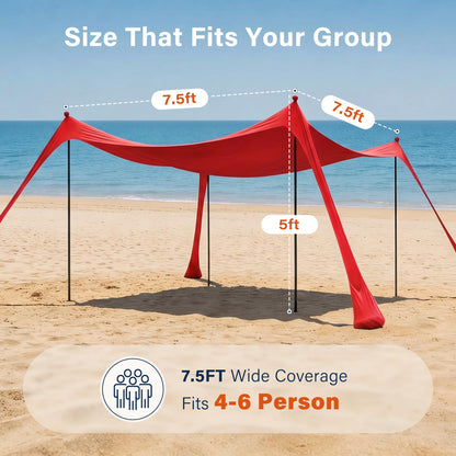 LAUSAINT HOME Beach Tent, Easy Pop Up Beach Canopy Sun Shade UPF 50+ Protection