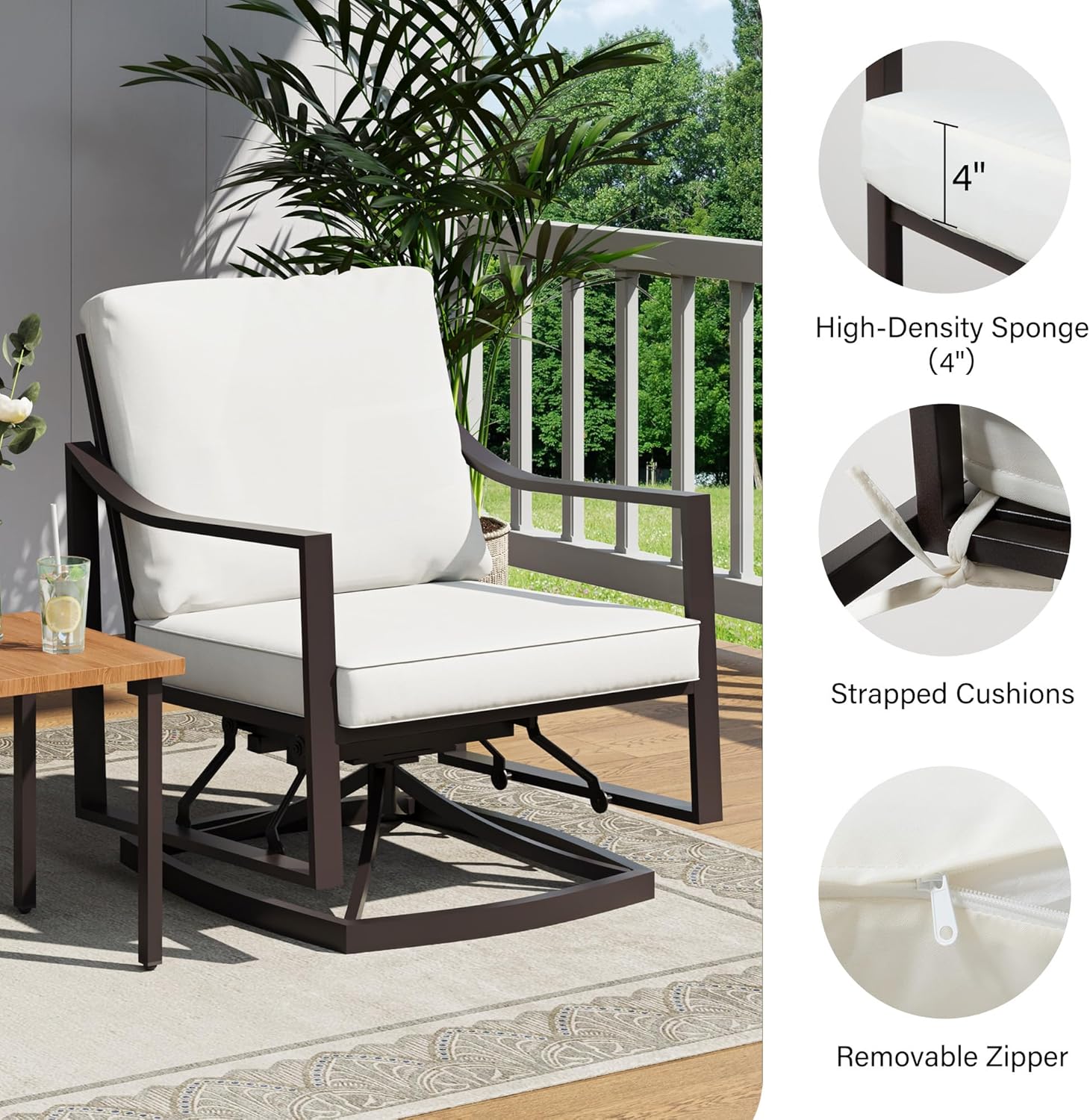 LAUSAINT HOME Outdoor Rocking Bistro Set, 3 Piece Swivel Glider Patio Conversation Set